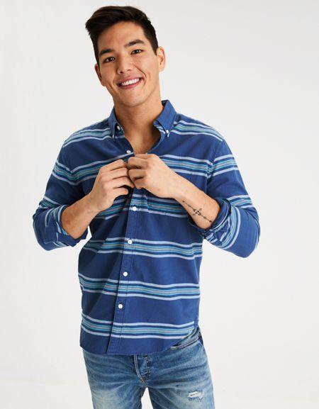 American Eagle Outfitters Ae Classic Striped Button-down Oxford Shirt