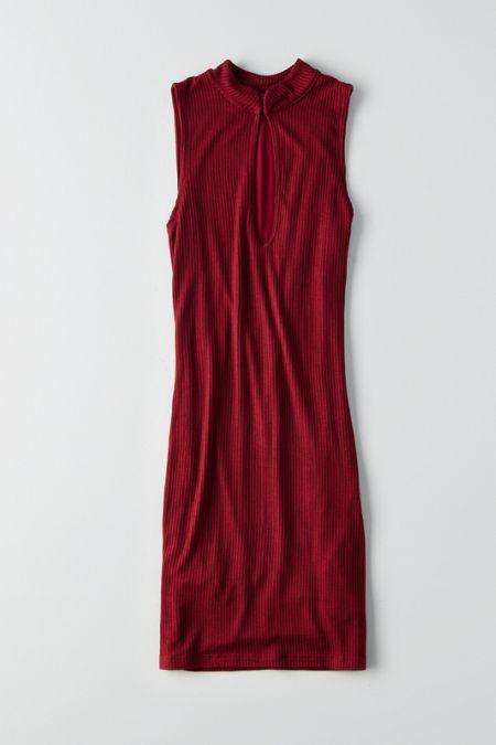 American Eagle Outfitters Don't Ask Why Ribbed Mock Split Neck Tank Dress