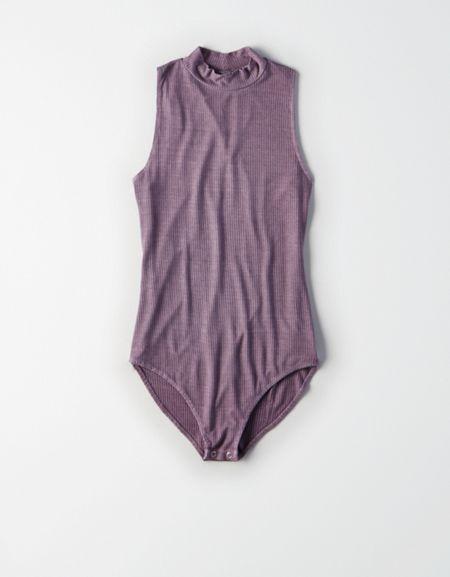 American Eagle Outfitters Ae Soft & Sexy Ribbed Mock Neck Bodysuit