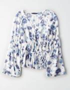 American Eagle Outfitters Ae Printed Wrap Front Peplum Surplice Top