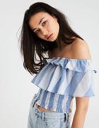 American Eagle Outfitters Ae Smocked Off-the-shoulder Ruffle Top