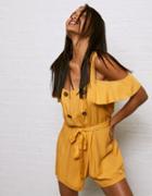 American Eagle Outfitters Dont Ask Why Cold Shoulder Button Front Romper