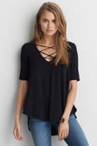 American Eagle Outfitters Ae Soft & Sexy Lace-up Top