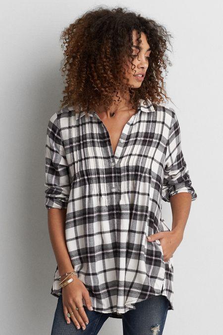 American Eagle Outfitters Ae Ahh-mazingly Soft Pintucked Shirt