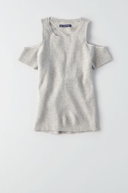 American Eagle Outfitters Ae Cold Shoulder Open-back Crop Sweater