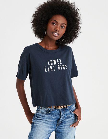 American Eagle Outfitters Ae Nyc Neighborhoods Cropped Graphic Tee