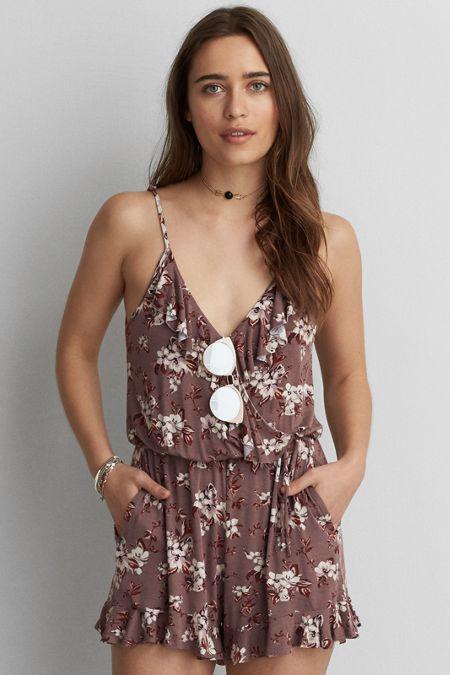 American Eagle Outfitters Ae Soft & Sexy Wraparound Romper
