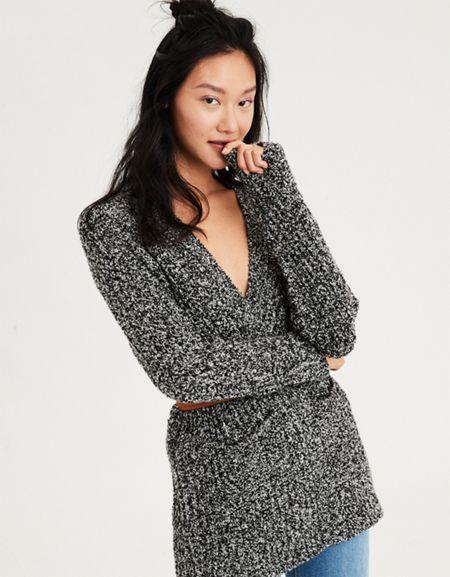 American Eagle Outfitters Ae Slouchy Cable Cardigan Sweater