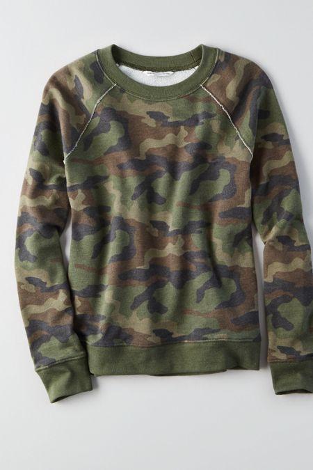 American Eagle Outfitters Ae Camo Crew Sweatshirt