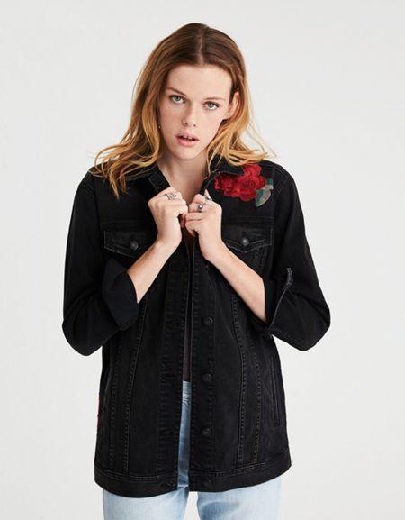 American Eagle Outfitters Ae Long Classic Denim Jacket