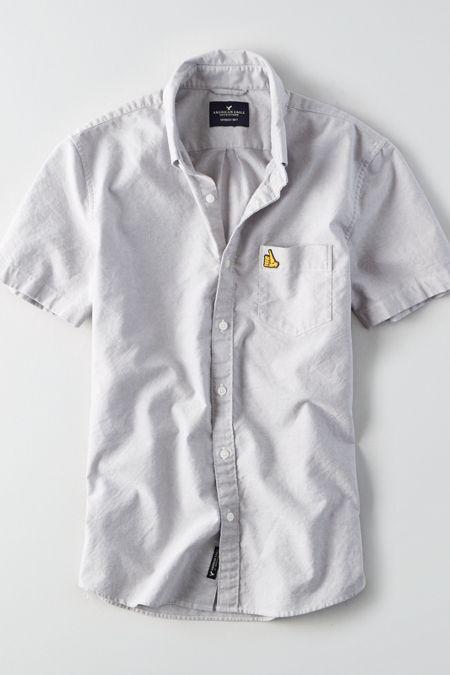 American Eagle Outfitters Ae Patch Solid Short Sleeve Shirt