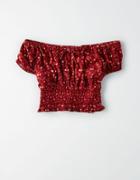 American Eagle Outfitters Ae Printed Smocked Crop Top