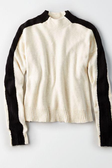 American Eagle Outfitters Ae Colorblocked Mock Neck Sweater