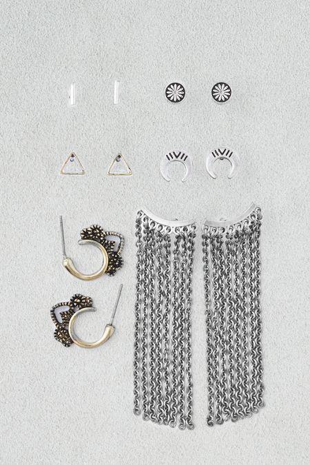 American Eagle Outfitters Ae Studs & Fringe Earrings 6-pack