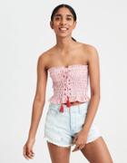 American Eagle Outfitters Ae Smocked Lace-up Tube Top