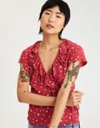 American Eagle Outfitters Ae Ruffle Wrap Front Top
