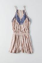 American Eagle Outfitters Ae Button Back Embroidered Romper