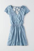 American Eagle Outfitters Ae Lace-up Chambray Dress