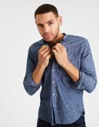 American Eagle Outfitters Ae Banded Collar Button-down Chambray Shirt