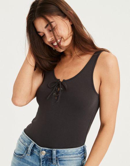 American Eagle Outfitters Ae Lace-up Tank Top