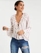 American Eagle Outfitters Ae Lace-up Blouse