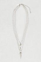 American Eagle Outfitters Ae Tiered Feather & Leaf Necklace