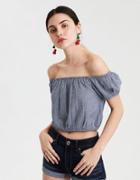 American Eagle Outfitters Ae Gingham Bubble Crop Top