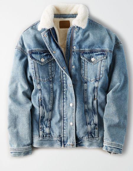 American Eagle Outfitters Ae Fur Lined Boyfriend Denim Jacket