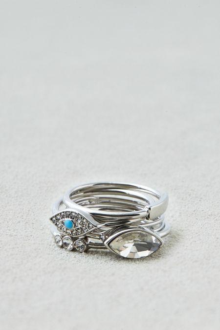 American Eagle Outfitters Ae Silver Evil Eye Ring 5-pack