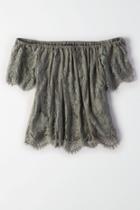 American Eagle Outfitters Ae Off-the-shoulder Eyelash Lace Top
