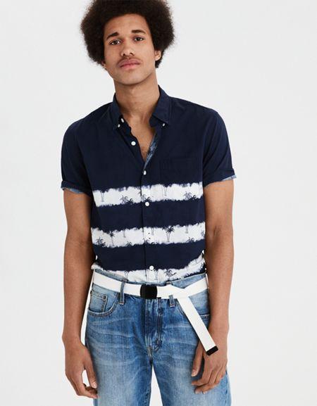 American Eagle Outfitters Ae Dye Effect Button-down Shirt