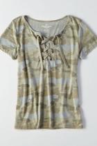 American Eagle Outfitters Ae Lace-up Burnout T-shirt