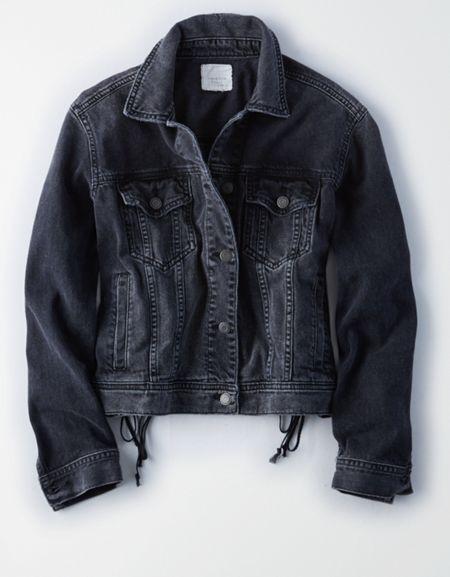 American Eagle Outfitters Ae Lace-up-back Denim Jacket
