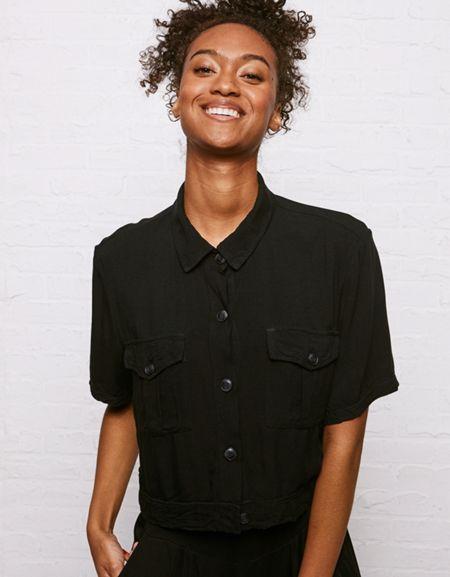 American Eagle Outfitters Don?t Ask Why Cropped Blouse
