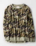 American Eagle Outfitters Ae Camo Crew Neck Sweatshirt