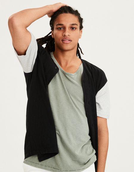 American Eagle Outfitters Ae Slub Baseball Tee