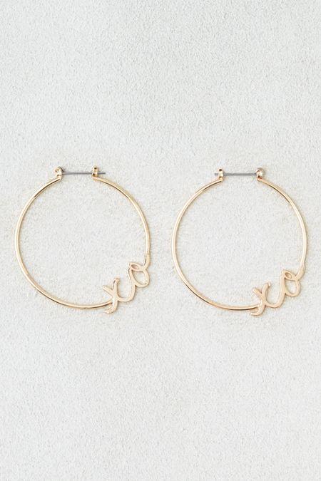 American Eagle Outfitters Ae Xo Script Hoop Earrings