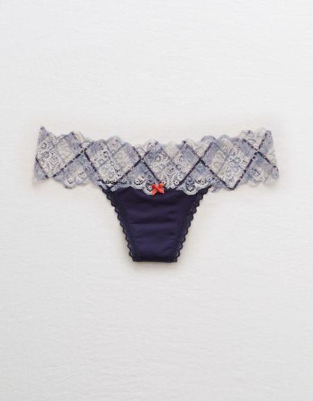 Aerie Shine Thong + Nordic Lace