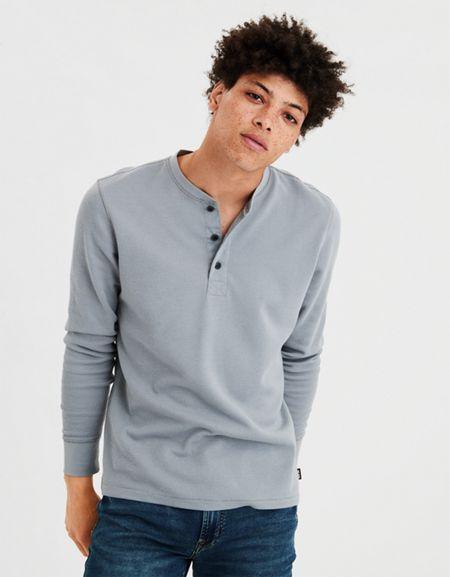 American Eagle Outfitters Ae Long Sleeve Thermal Henley T-shirt