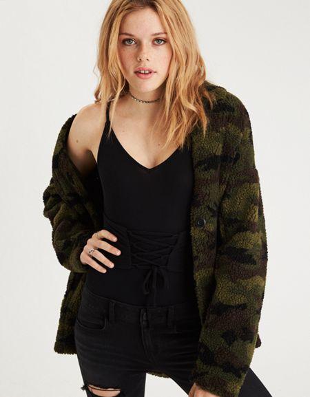 American Eagle Outfitters Ae Corset Lace-up Bodysuit