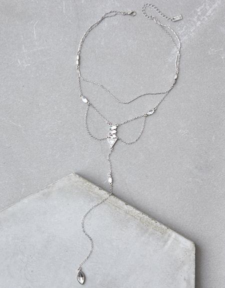 American Eagle Outfitters Ae Silver Stone Y-layered Necklace