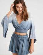 American Eagle Outfitters Ae Long Sleeve Dip Dyed Surplice Top