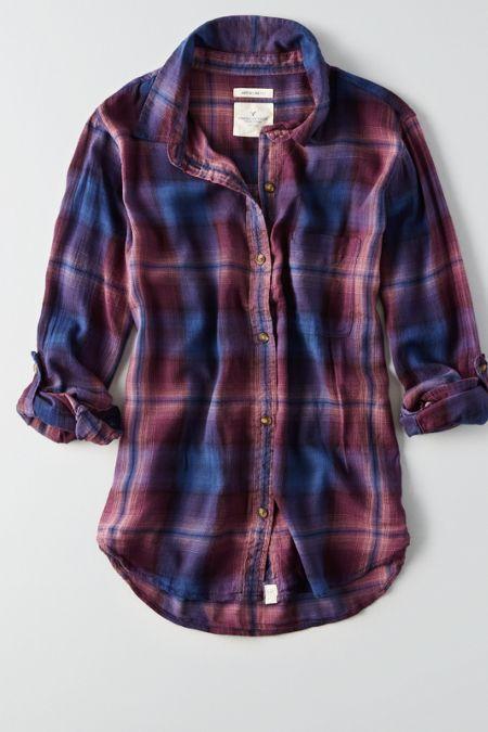 American Eagle Outfitters Ae Boyfriend Plaid Shirt