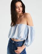 American Eagle Outfitters Ae Off-the-shoulder Striped Crop Top