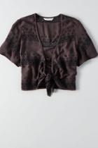 American Eagle Outfitters Ae Eyelet Tie Front Top