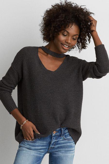American Eagle Outfitters Ae Choker Neck Sweater