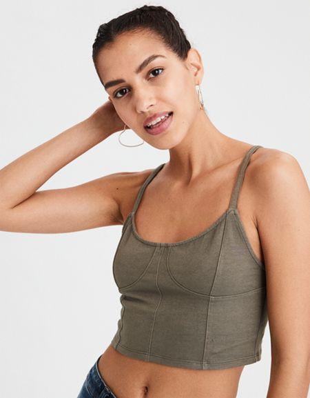 American Eagle Outfitters Ae Corset Cropped Tank Top