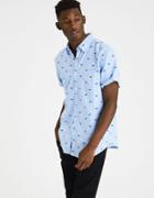 American Eagle Outfitters Ae Dog Print Short Sleeve Oxford Shirt