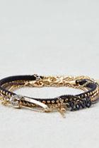 American Eagle Outfitters Ae Black & Gold Arm Party Bracelets