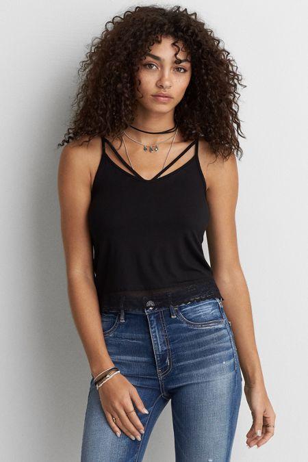 American Eagle Outfitters Ae Soft & Sexy Ribbed Strappy Tank